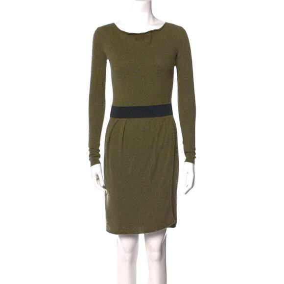 White + Warren Cashmere Silk Olive Green Sweater Dress size medium - Picture 1 of 7